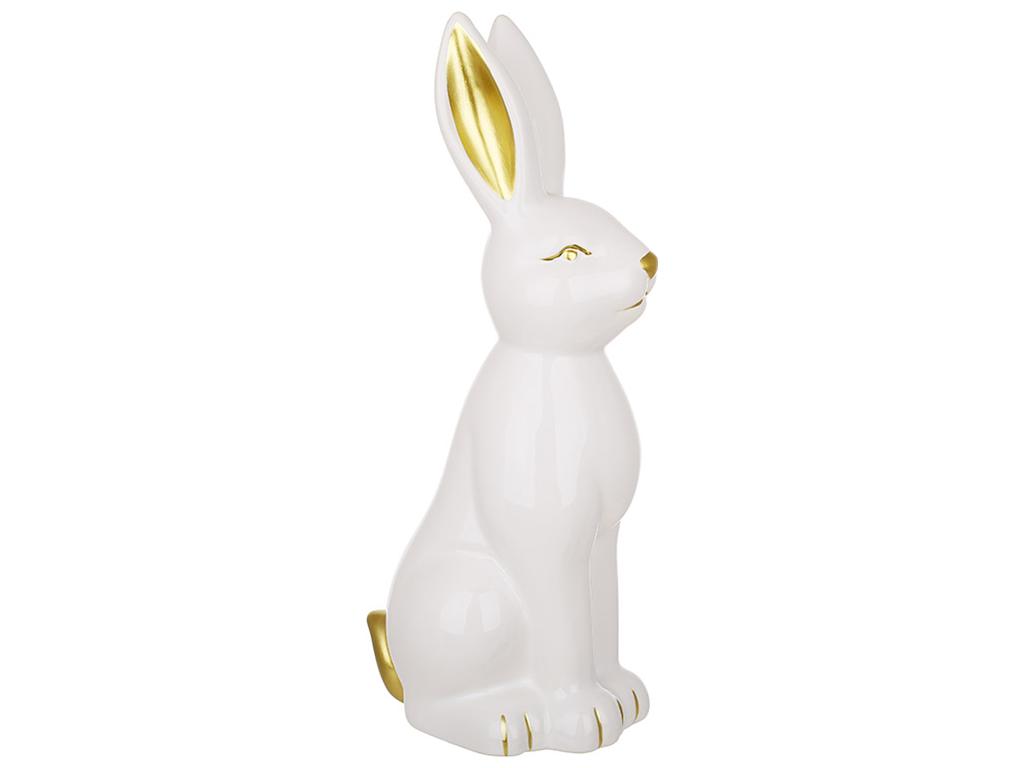 Фигурка декоративная фарфоровая Кролик с золотыми ушками 8,3х11,2х25 см Белый (BDI-495-510)