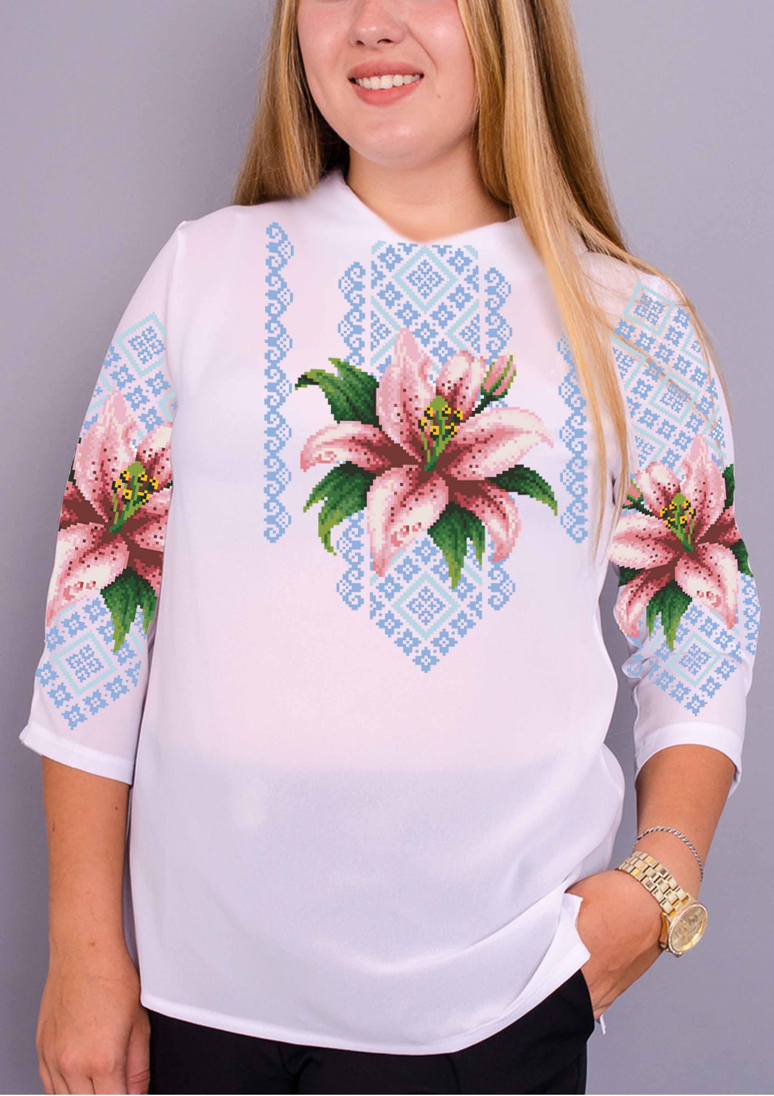 Заготовка для вышивки нитями или бисером рубашка СЖ-375 домотканое полотно