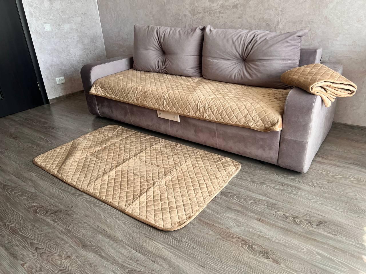 Комплект Дивандек покрывало 90х210 см/накидки 2 шт. 90х160 см Бежевый (П4К-am-divandek-0026) - фото 2