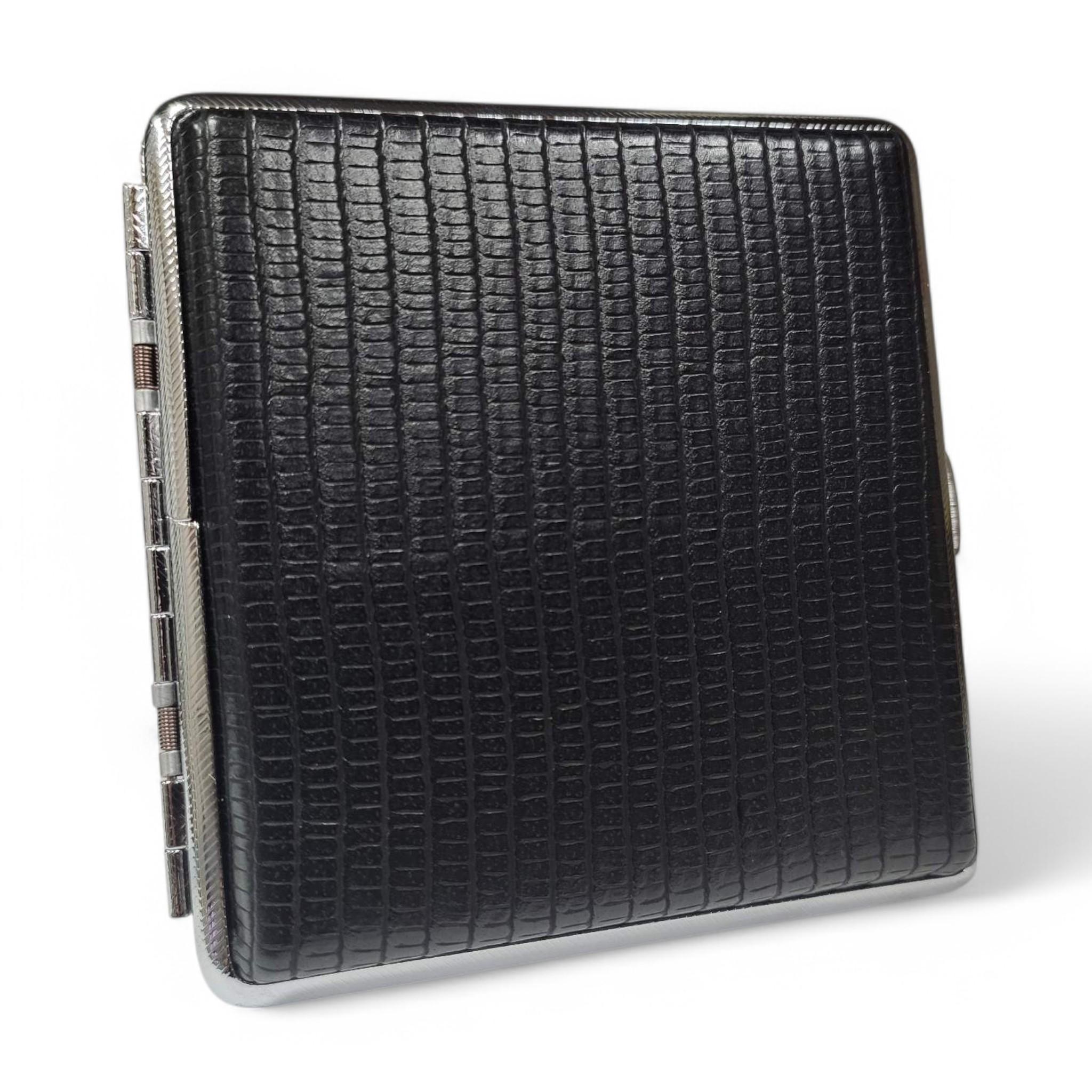 Портсигар металлический GVIPAI Croco в коже на 20 сигарет в подарочной упаковке Black (XT-4980-1)