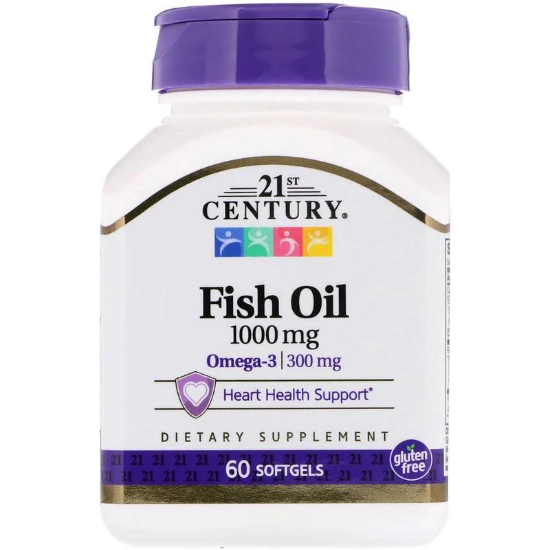Жирные кислоты 21st Century Fish Oil 1000 мг 60 капсул