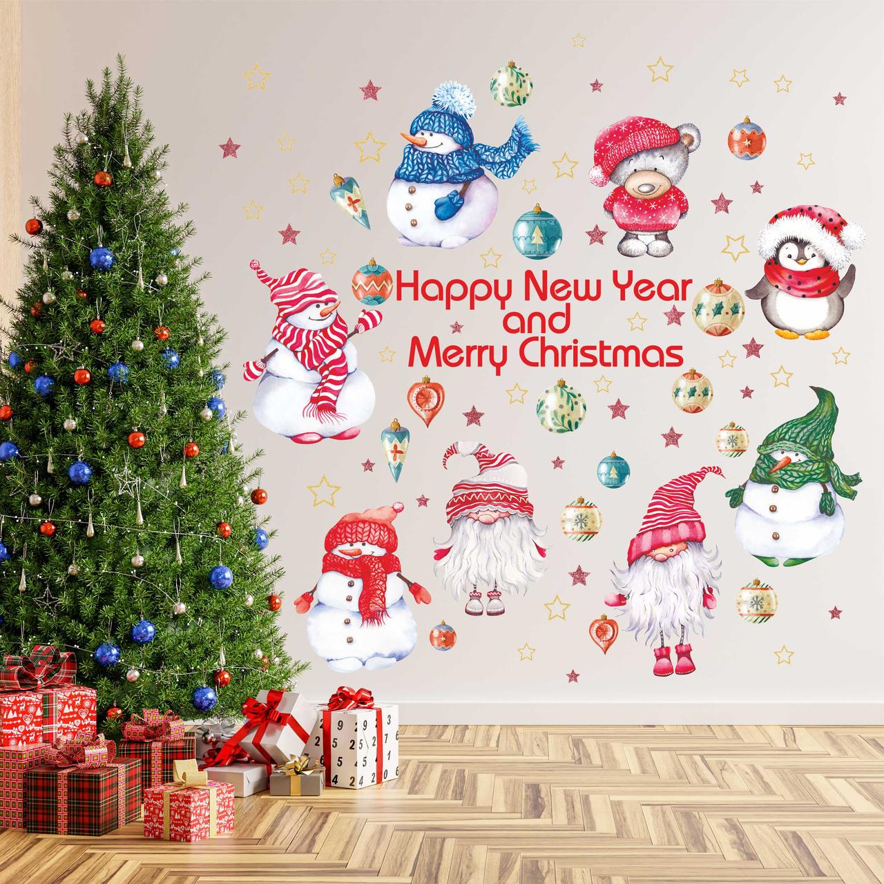 Наклейки новогодние Zatarga С друзьями L 1100х1000 мм Красный (Z202350-5)