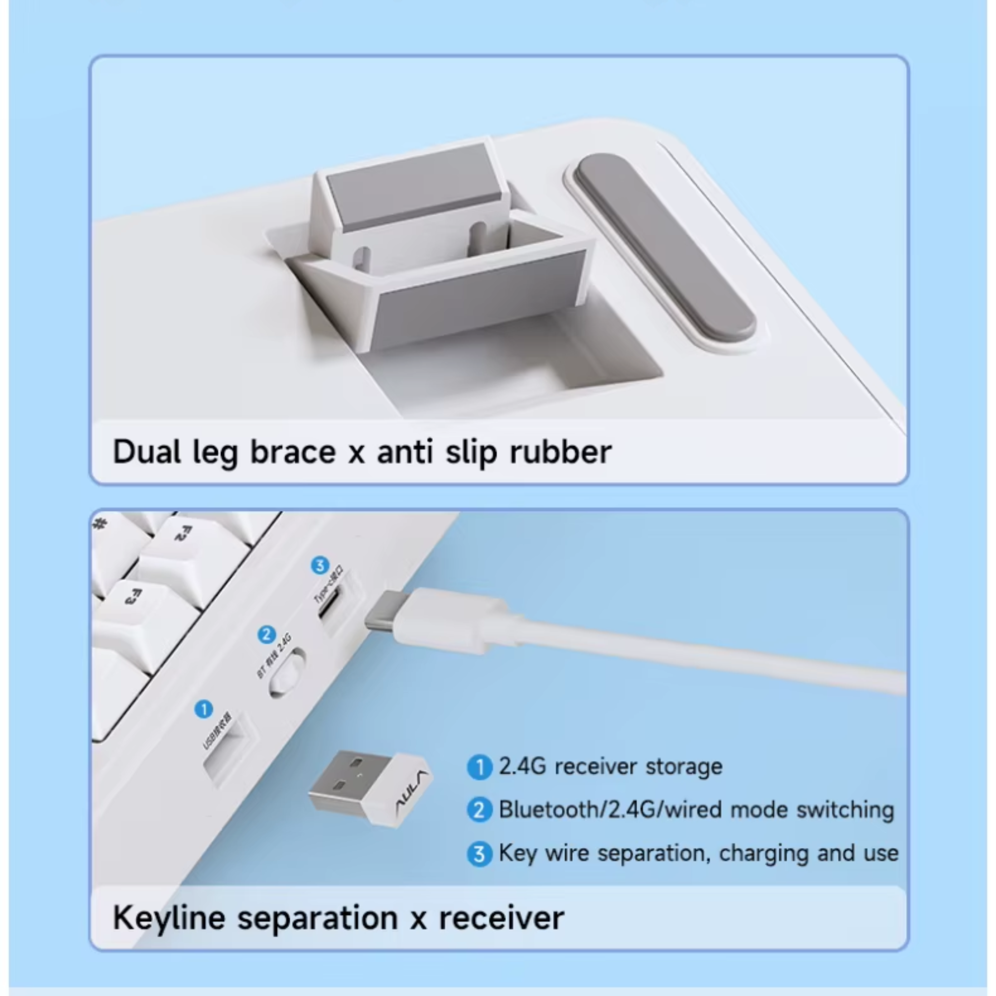 Клавиатура механическая Aula F75 с RGB подсветкой Contour Lines White - фото 2 Клавиатура механическая Aula F75 с RGB подсветкой Contour Lines White - фото 2