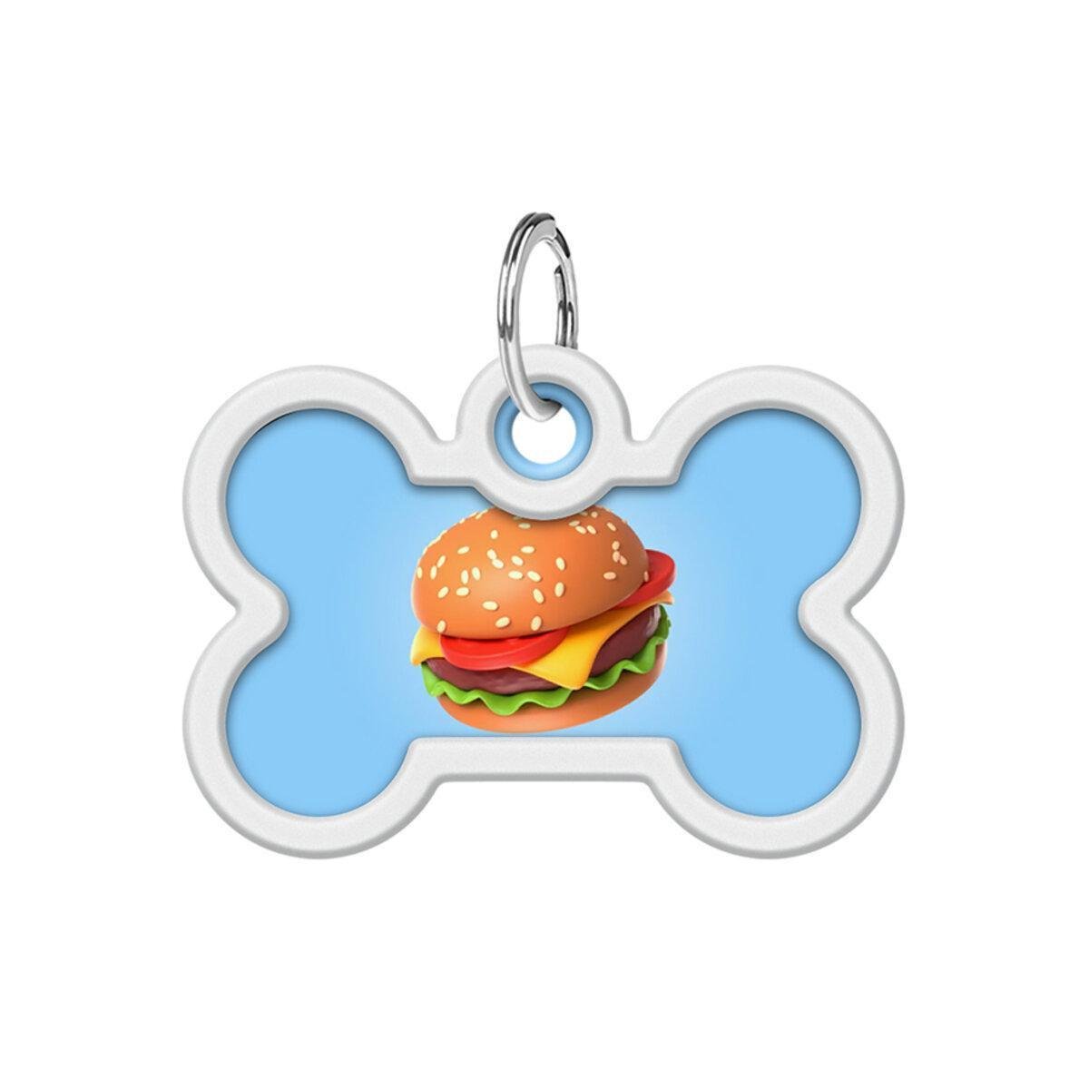 Адресник для собак/котов металлический Waudog Smart ID Гамбургер с QR-паспортом кость 40х28 мм (231-4037 Col)