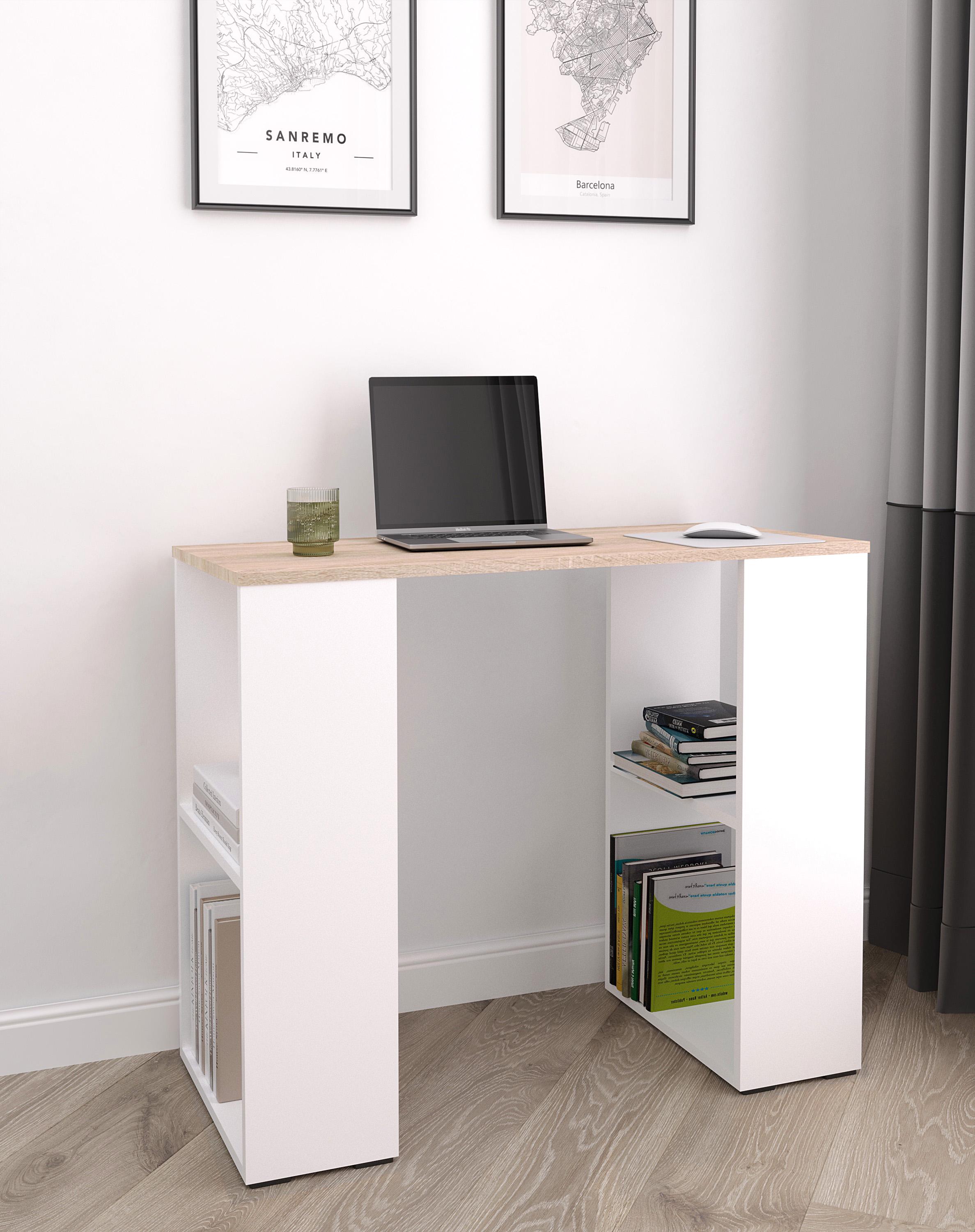 Компьютерный стол с полками S-11 900x750x400 мм Дуб сонома/Белый