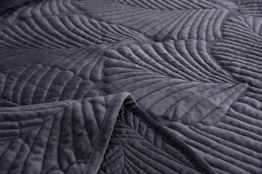 Покрывало на кровать с наволочками евро 210х230/50х70 см Графитовый (Д-vik-velur-pokruvalo-001) - фото 5