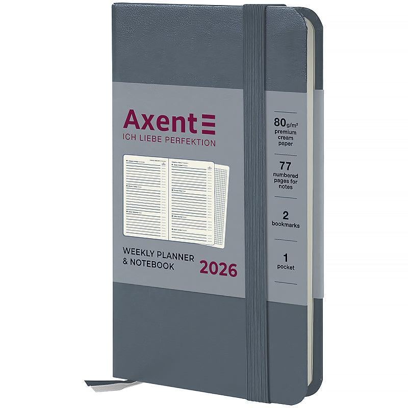 Еженедельник датированный 2026 Axent Pocket Strong 90х150 мм 192 стр. Серый (8508-26-62-A) Еженедельник датированный 2026 Axent Pocket Strong 90х150 мм 192 стр. Серый (8508-26-62-A)