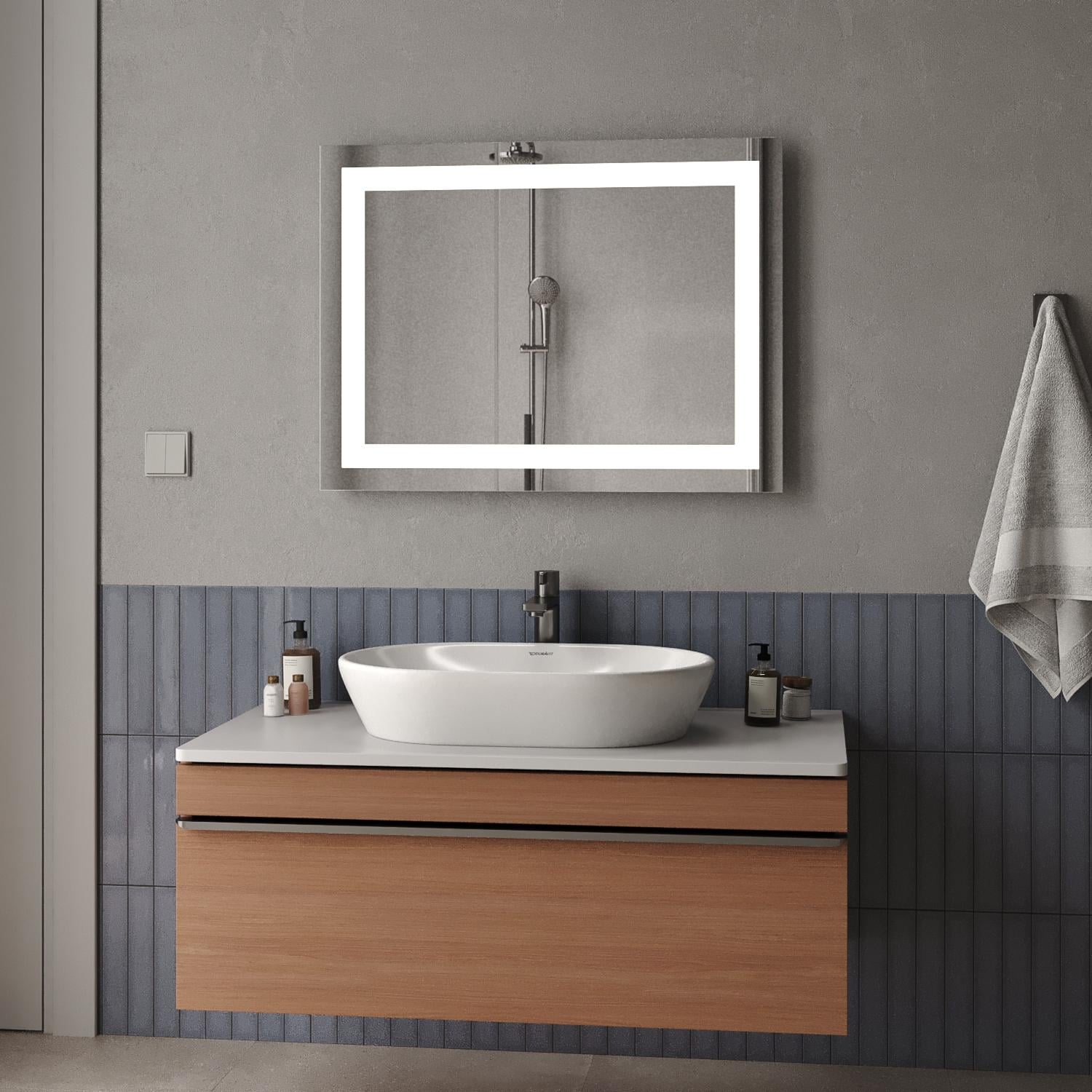 Зеркало с подсветкой Милан 800x600 мм и кнопочным управлением