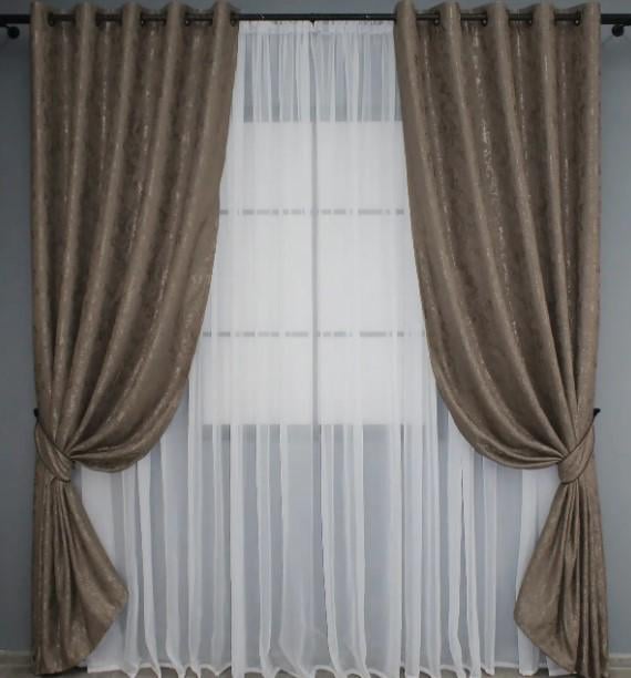 Шторы на люверсах из льна Pavliani 1,5х2,5 м 2 шт. Какао (1372ш 37-0053)