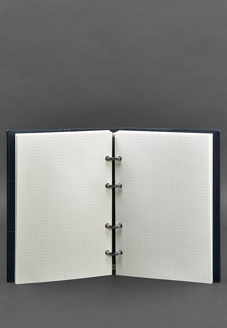 Блокнот кожаный Софт-бук 9.0 на кольцах с твердой обложкой Синий (A-026823) - фото 2