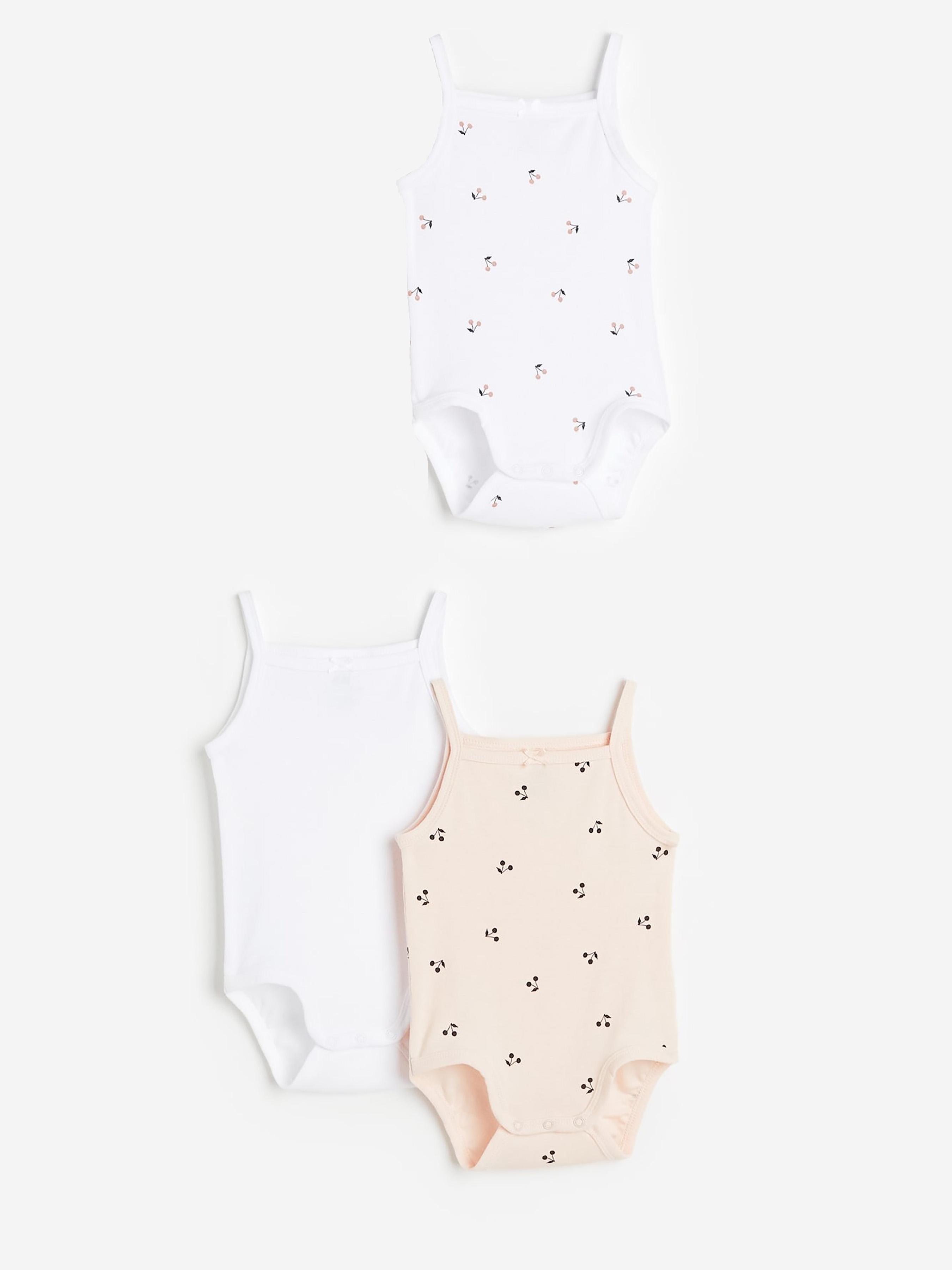 Боді H&M 3 шт. 98 см Білий/Персиковий (A60111651963)