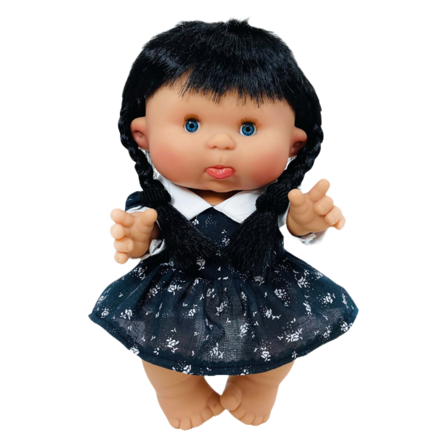 Пупс испанский ванильный Nines d`onil девочка wednesday с волосами и моргающими глазами 26 см