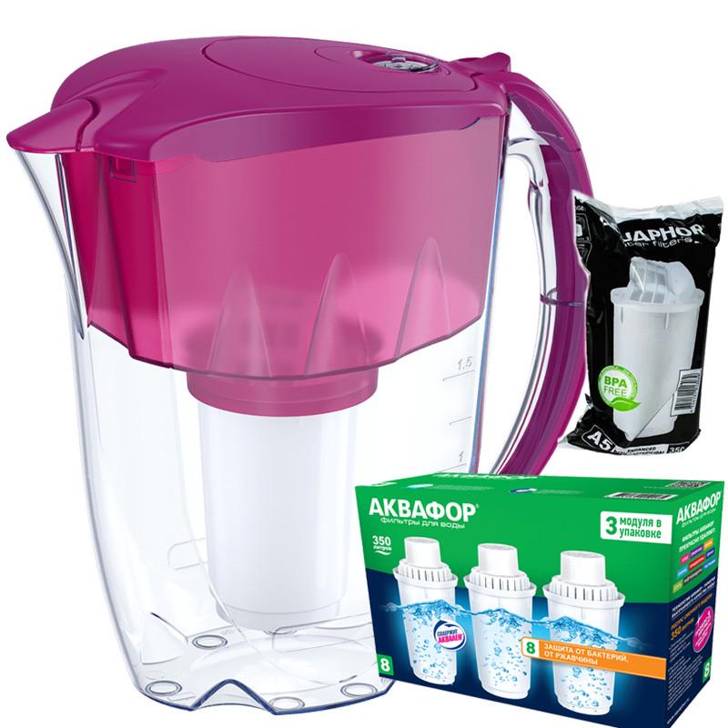 Фильтр-кувшин Аквафор Арктик А5 с тремя модулями В8 Цикламен (1927554924)
