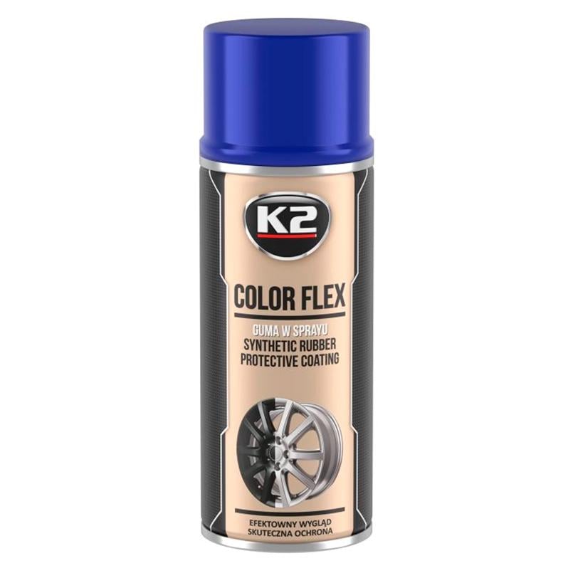Краска жидкая резина K2 COLOR FLEX синяя глянцевая аэрозоль 400мл