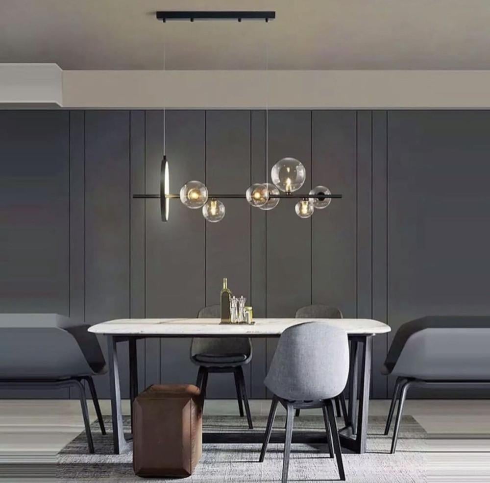 Світильник дизайнерський рейковий на 7 плафонів 90 см Чорний (AT 33/7 BK)