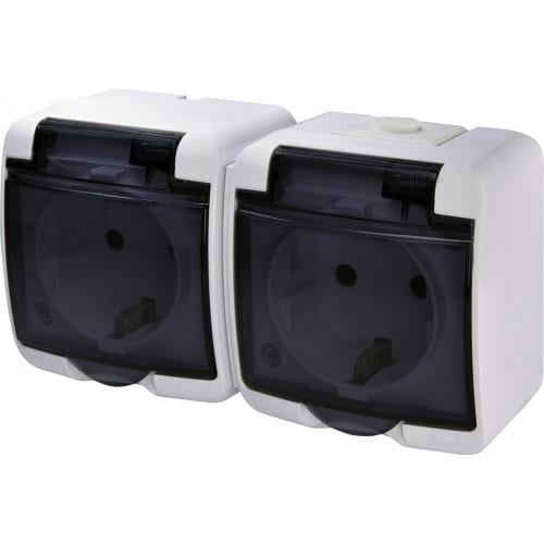 Розетка двойная ETI с крышкой Schuko RHE-2sd IP54 Бело-прозрачный (4668020) - фото 1 Розетка двойная ETI с крышкой Schuko RHE-2sd IP54 Бело-прозрачный (4668020) - фото 1
