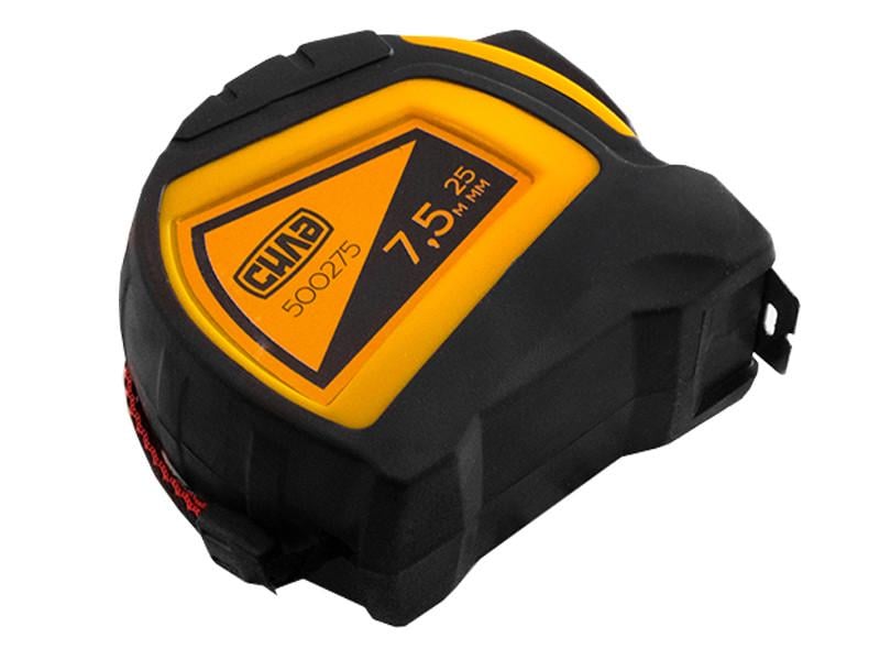 Рулетка обрезиненная с автостопом Сила 500275 двойной зацеп 7,5 м 25 мм (3373)