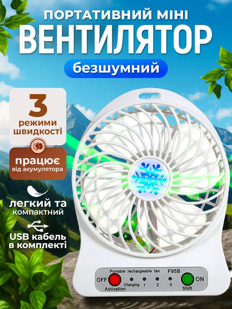 Вентилятор настільний Mini Fan XSFS-01 з акумулятором 18650 Білий (4376) - фото 2 Вентилятор настільний Mini Fan XSFS-01 з акумулятором 18650 Білий (4376) - фото 2