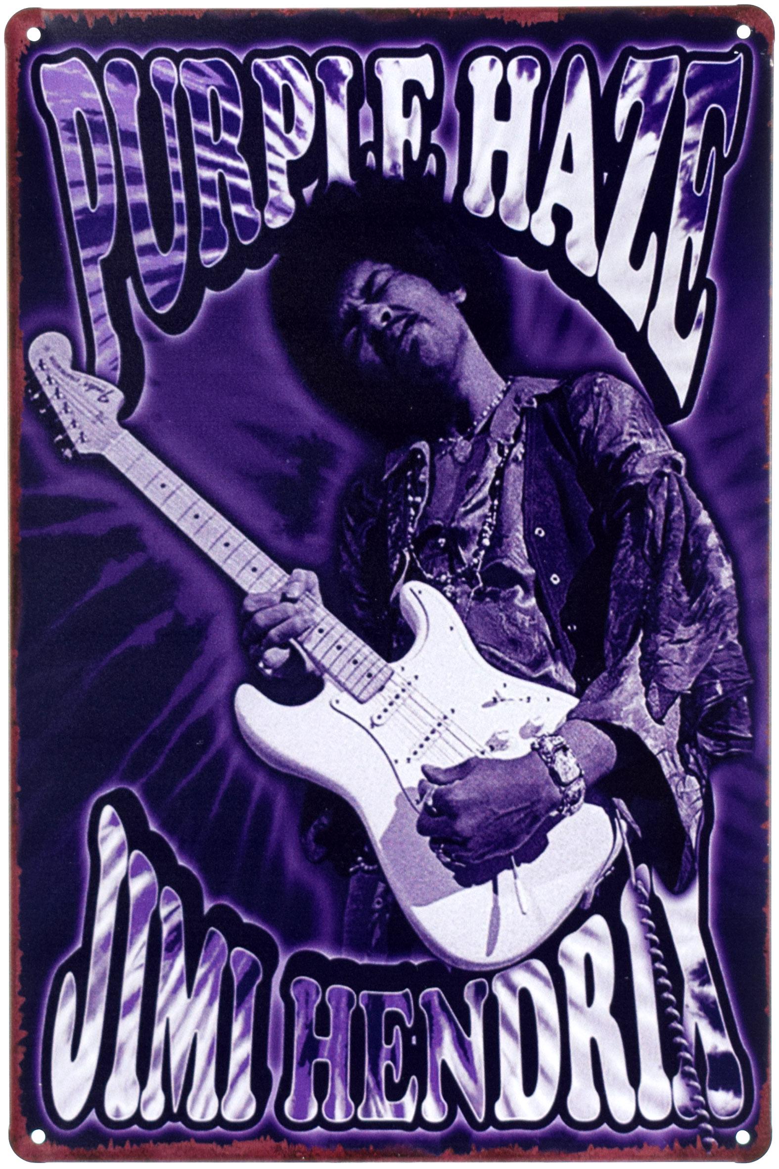 Табличка металлическая Джими Хендрикс Фиолетовый Туман/Jimi Hendrix Purple Haze 20x30 см