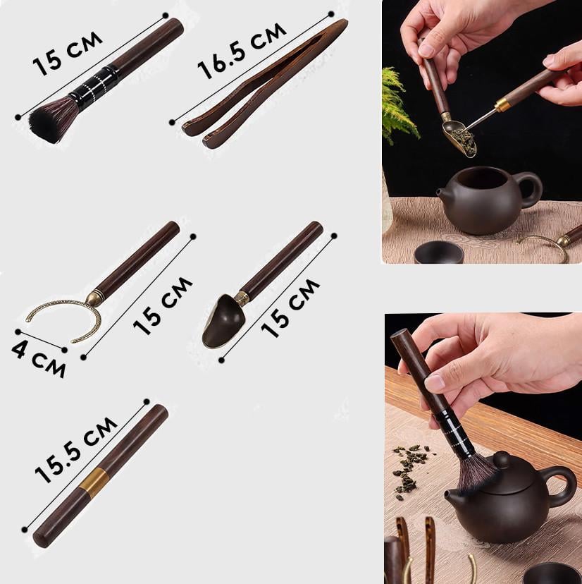 Набір інструментів для чайної церемонії Lesko XKXTJ020 Ваншань для пуера пензлик 5 пр. (24366490) - фото 5