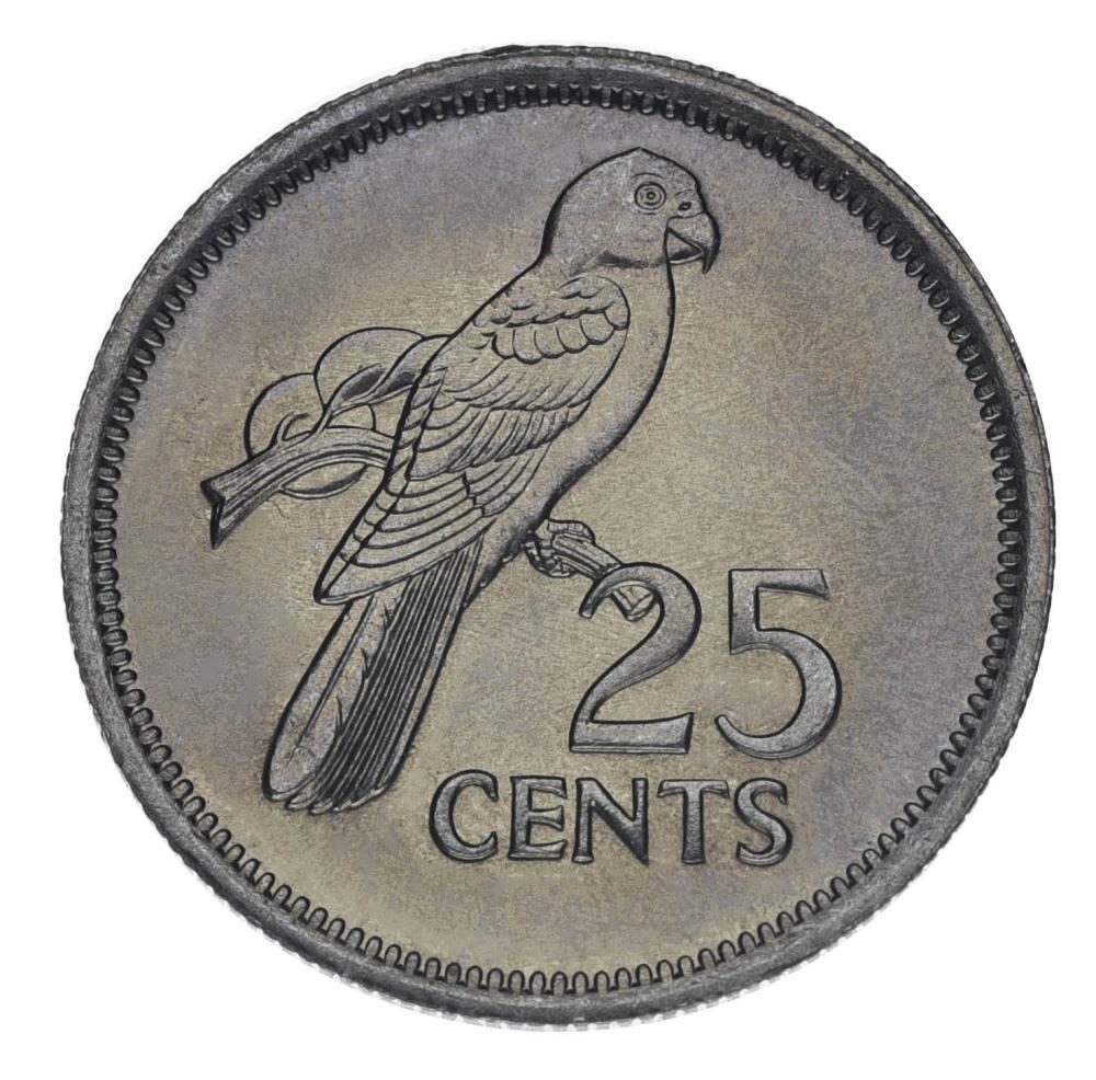 Коллекционная монета Сейшельские острова 25 центов 1982 UNC Птица-Попугай (М21064)