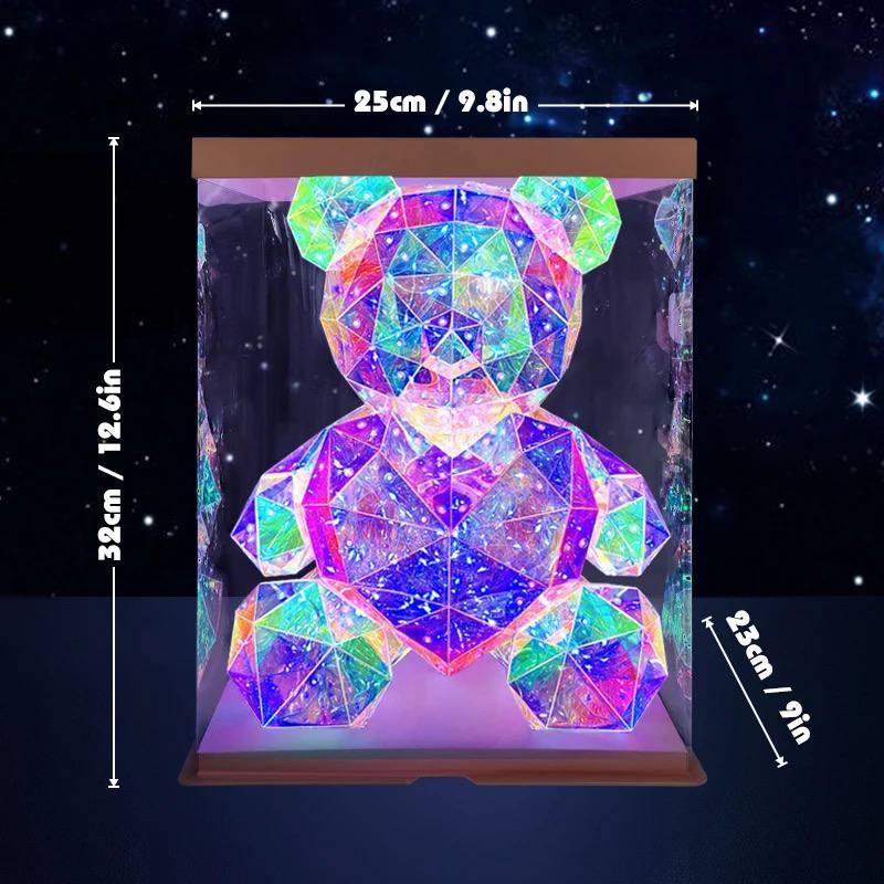 Ведмедик Love Bear голографічний 3D з LED підсвічуванням з рожевим серцем 32 см - фото 4