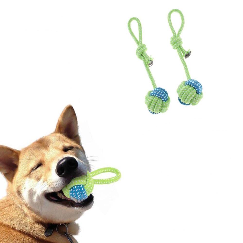 Игрушка для собак и кошек в виде мячика на веревке из хлопкового каната (TA0135_3) - фото 3