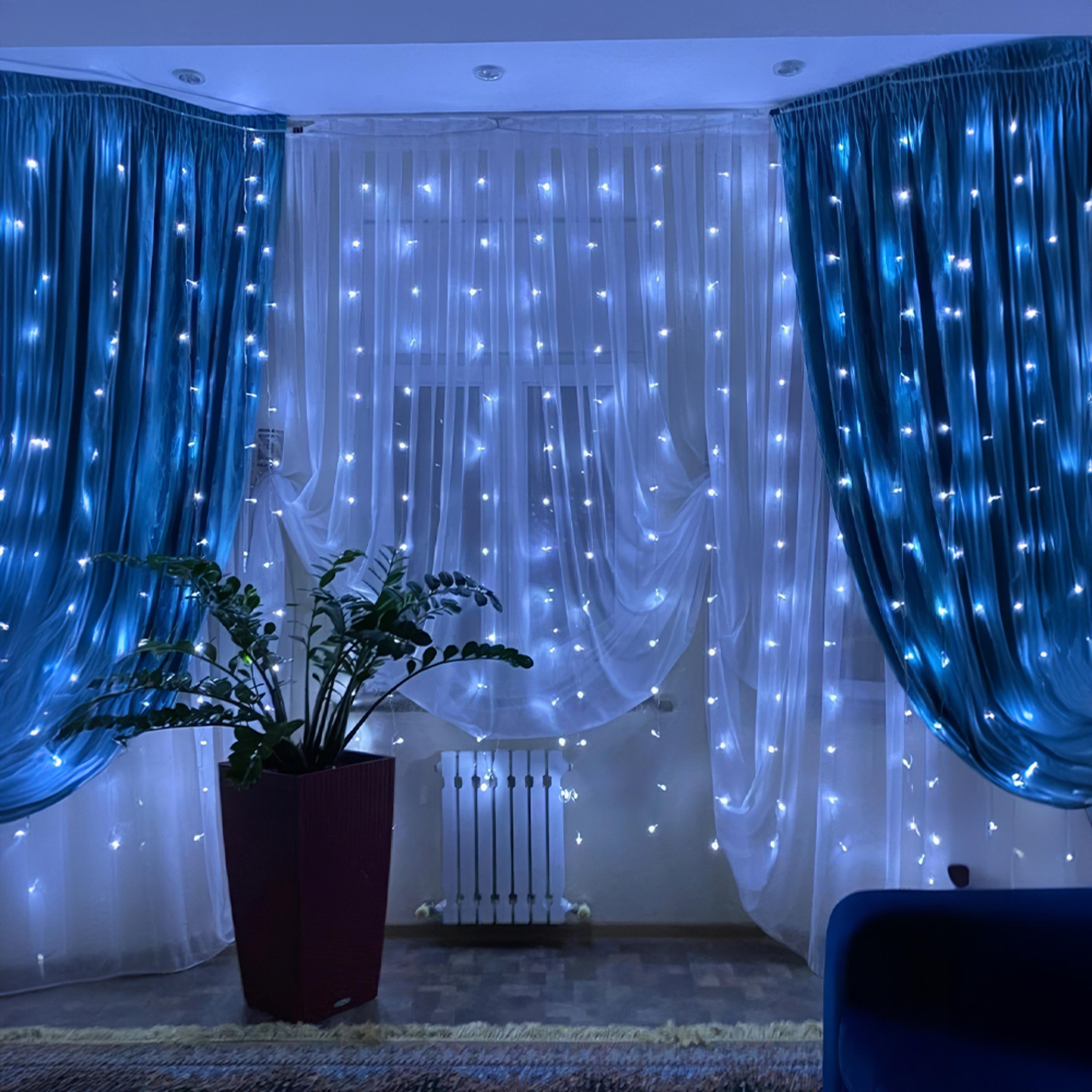 Гірлянда-штора світлодіодна 3х3 м USB з гачками Холодний білий (WLS-QX-CL2132C) - фото 2