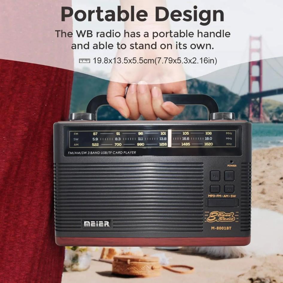 Радіоприймач Meier M 8001 на акумуляторі Чорний (24385396) - фото 4 Радіоприймач Meier M 8001 на акумуляторі Чорний (24385396) - фото 4