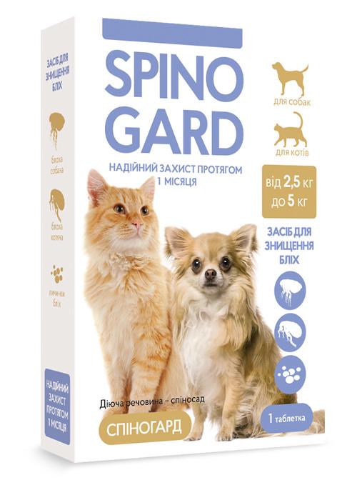 Таблетки від бліх для котів та собак Спіногард вагою від 2,5 кг до 5 кг (00000008795)