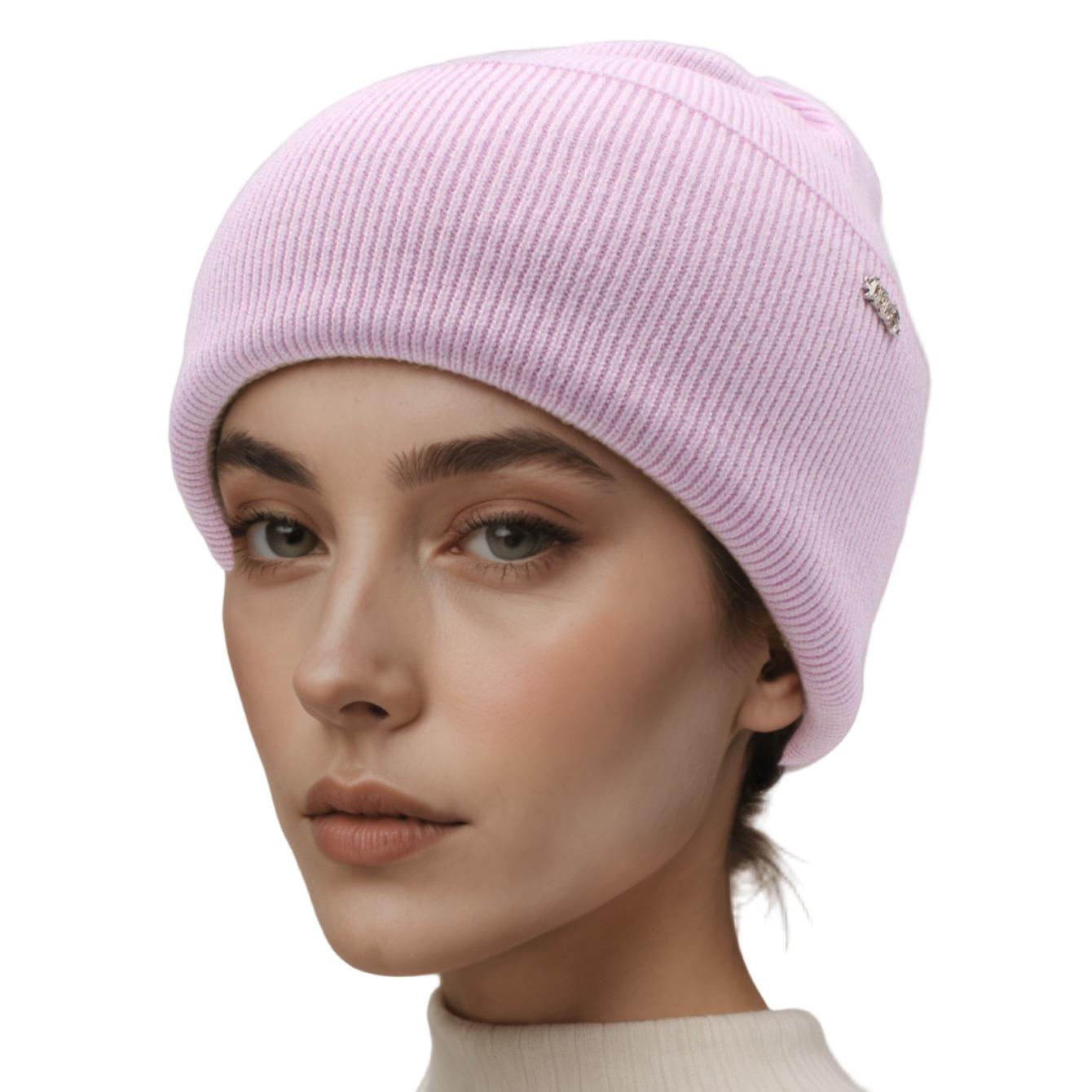 Шапка женская шерстяная Leks ДАЛИЯ двойная с отворотом One Size Лотос (307965)