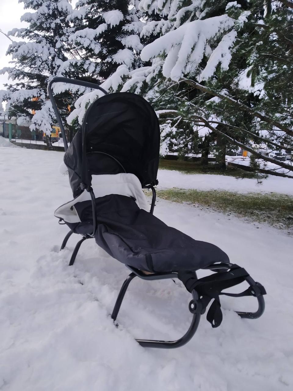 Санки 5в1 спинка/ручка/козырек/спальник Черный (2371522929_kala_2) - фото 3