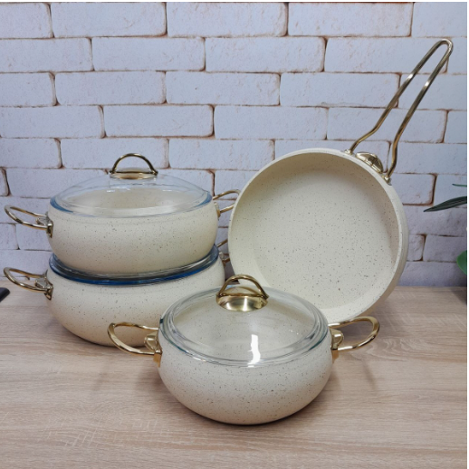 Набор посуды OMS с антипригарным покрытием для индукции 7 пр. Айвори (3023-ind-ivory)