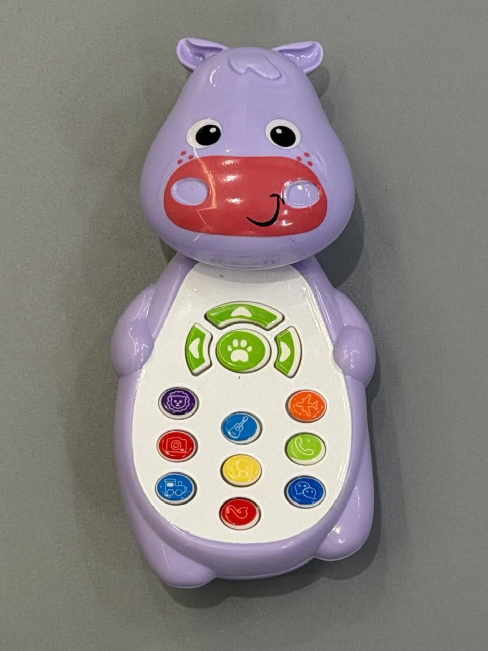 Телефон мобильный Metr+ учебный Бегемот музыка/украинский язык/песни/стихи 13 см Фиолетовый (M 5773 ABC)