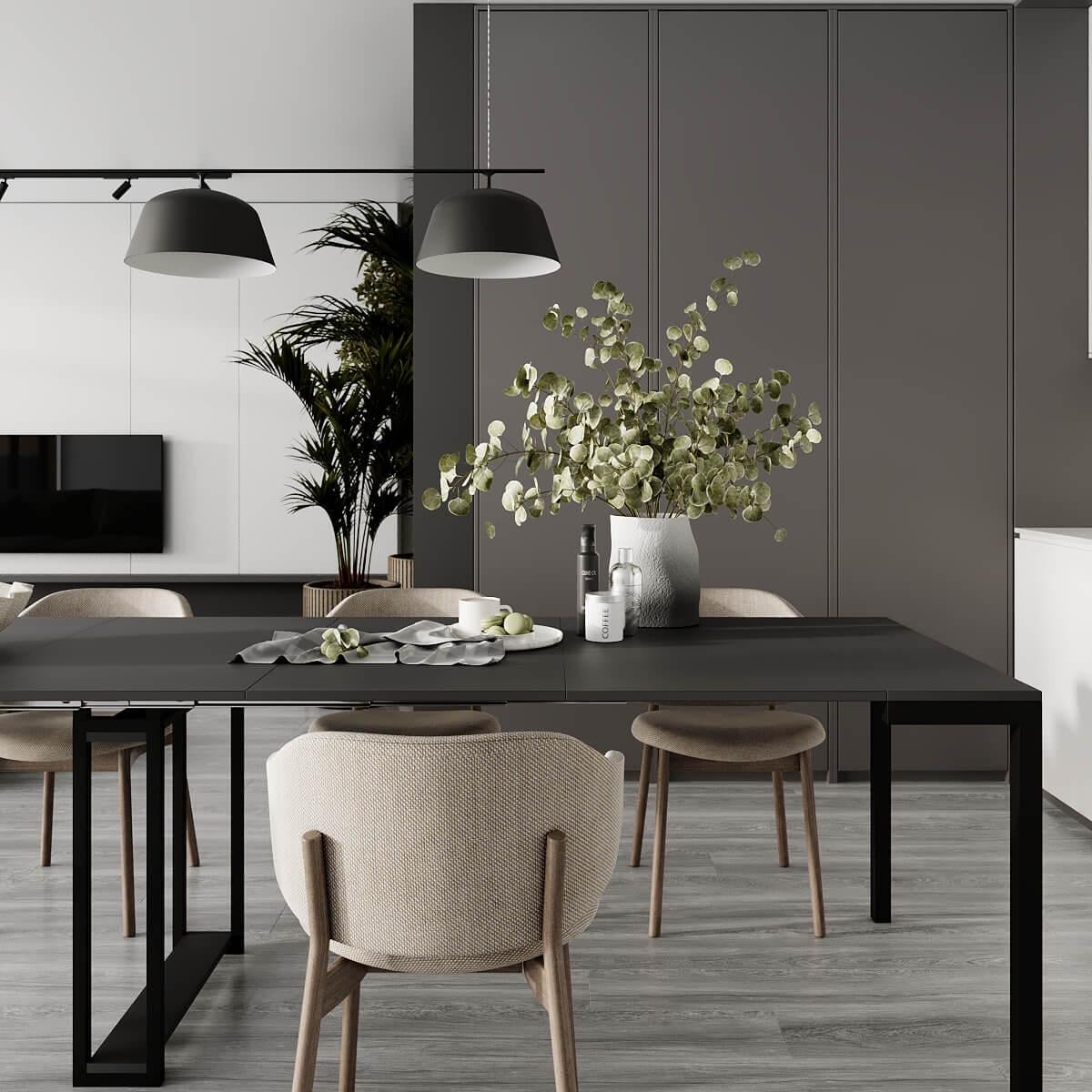 Обеденный стол-трансформер ART IN HEAD Sensei разобран 900х3300х750 мм Антрацит (TB29020000030)