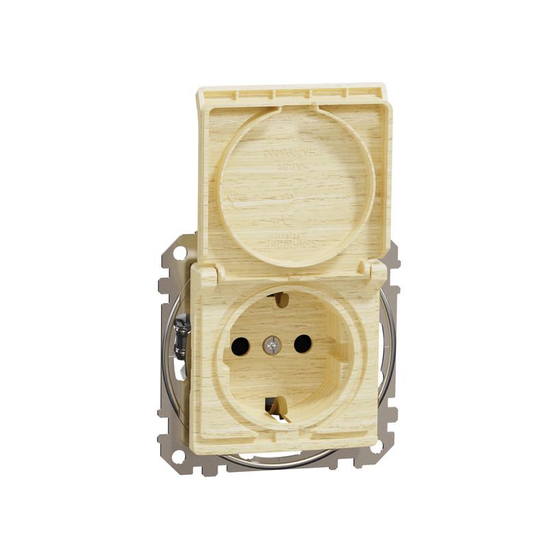 Розетка Schneider Electric ABS-UV Sedna Design&Element с заземлением с шторками и крышкой Береза (SDD180024) Розетка Schneider Electric ABS-UV Sedna Design&Element с заземлением с шторками и крышкой Береза (SDD180024)
