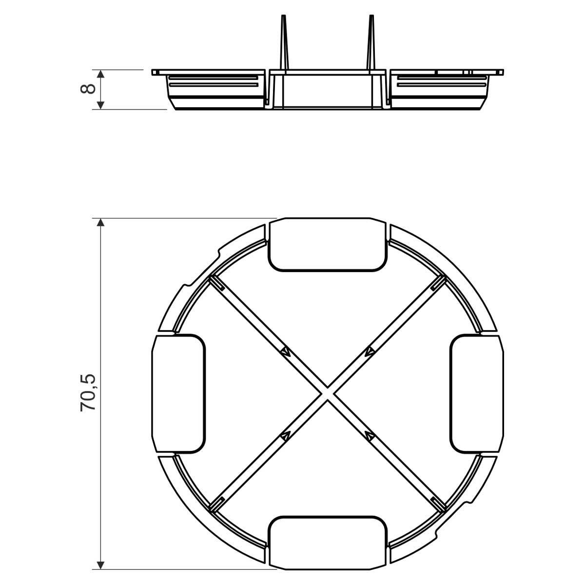 Кришка захисна KOPOS Ø70,5х8 мм для коробок KU/KP 68 KBV-1 PE (ZV 68_AB) - фото 2