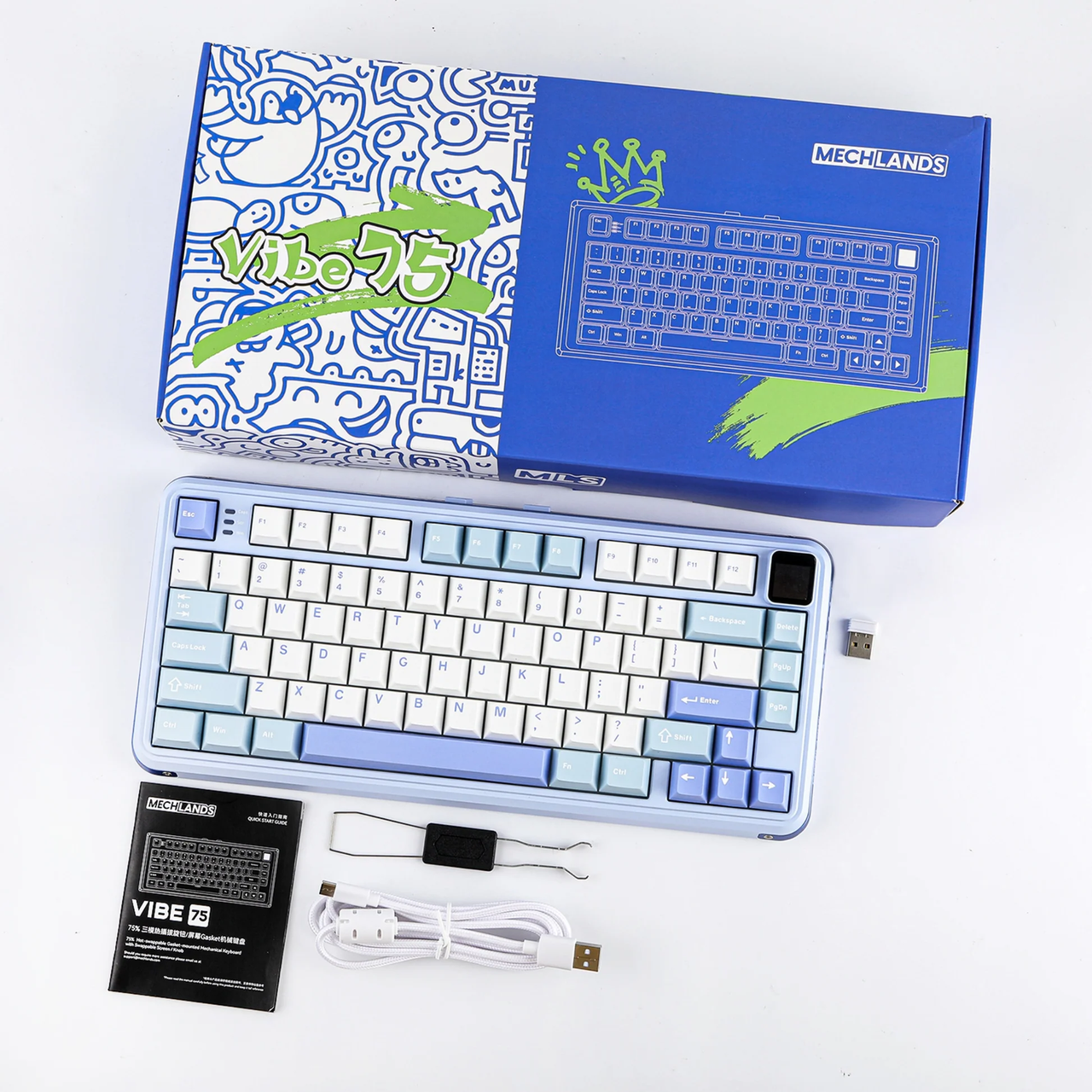 Клавиатура беспроводная MechLands Vibe75 V2 Blue/White (2000191) - фото 10 Клавиатура беспроводная MechLands Vibe75 V2 Blue/White (2000191) - фото 10
