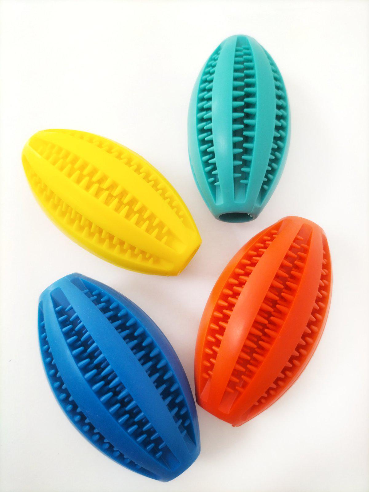 М'яч для собак TPR овальний із зубцямиу формі регбі 9 см Бірюзовий (ІГ-ТПР003Б) - фото 5 М'яч для собак TPR овальний із зубцямиу формі регбі 9 см Бірюзовий (ІГ-ТПР003Б) - фото 5