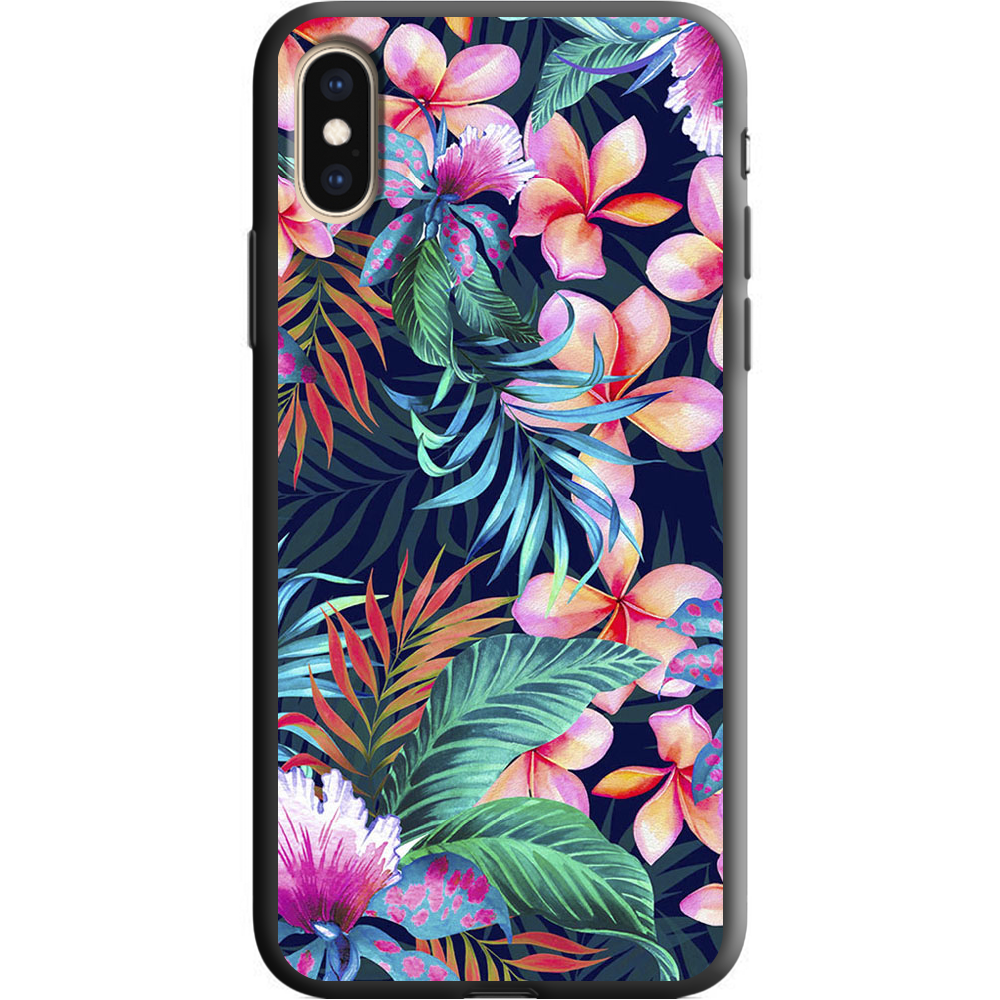 Чехол Boxface iPhone XS flowers in the tropics Черный силикон (35413-up1971-38046)