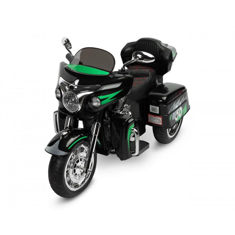 Электромотоцикл детский Caretero Riot 2 мотора по 25 W подсветка Black (697300)
