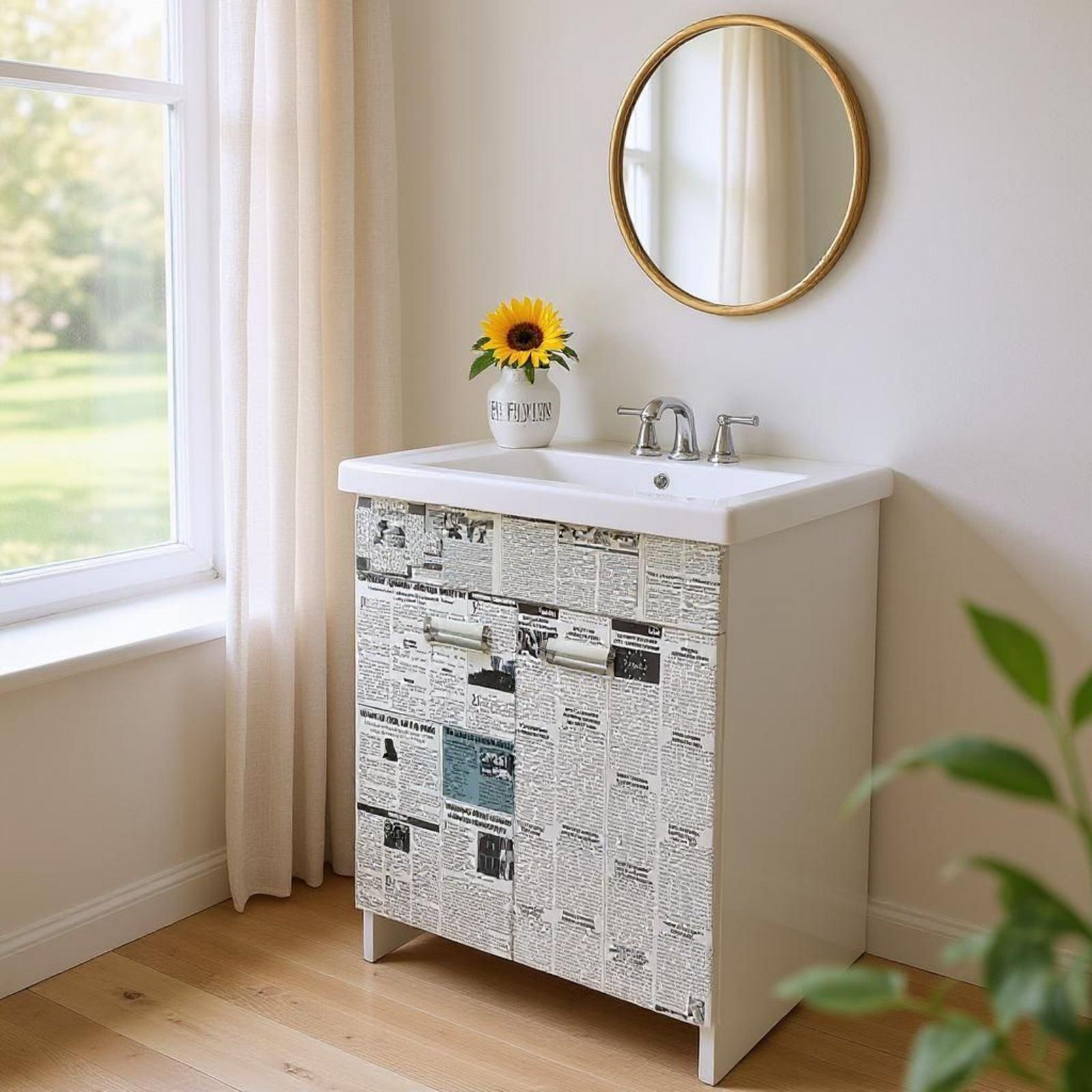 Тумба для ванной комнаты пластиковая The MIX Газетный Шик с умывальником 80 см (2419) - фото 8 Тумба для ванной комнаты пластиковая The MIX Газетный Шик с умывальником 80 см (2419) - фото 8