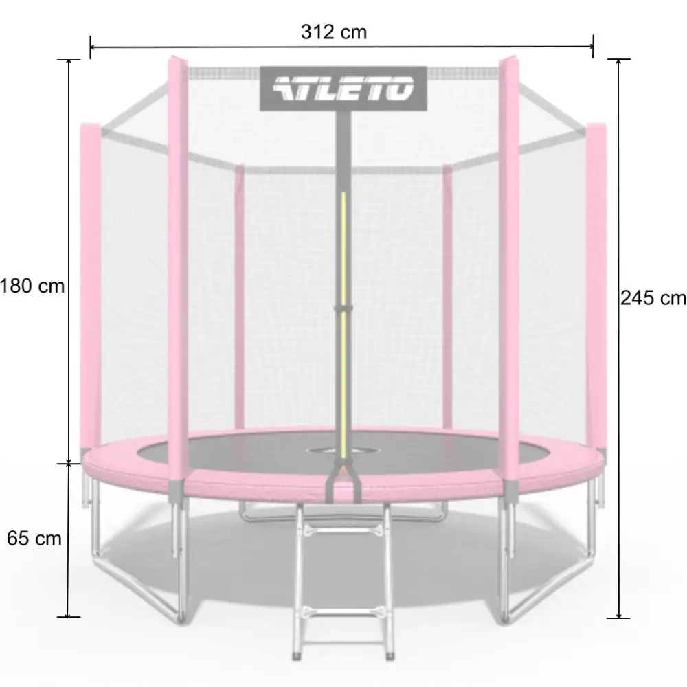 Батут детский Atleto с сеткой и металлической лестницей 312 см Розовый (21-76-42400457) - фото 3