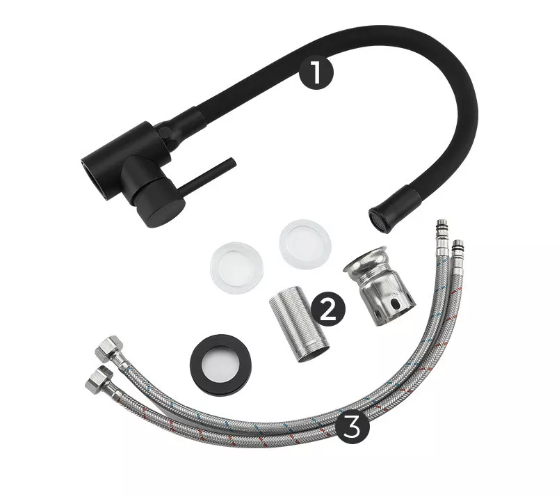 Смеситель для кухни Frap F40994-6 с гибким изливом Черный Смеситель для кухни Frap F40994-6 с гибким изливом Черный