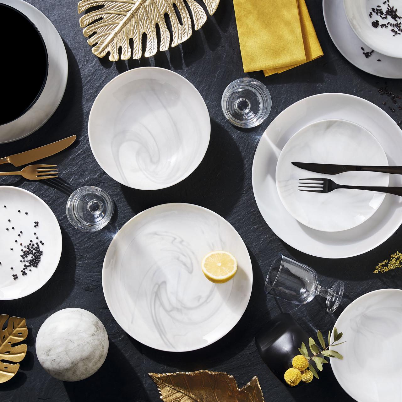 Тарелка обеденная Luminarc Diwali Marble White стеклокерамическая 25 см (Q8840) - фото 3 Тарелка обеденная Luminarc Diwali Marble White стеклокерамическая 25 см (Q8840) - фото 3