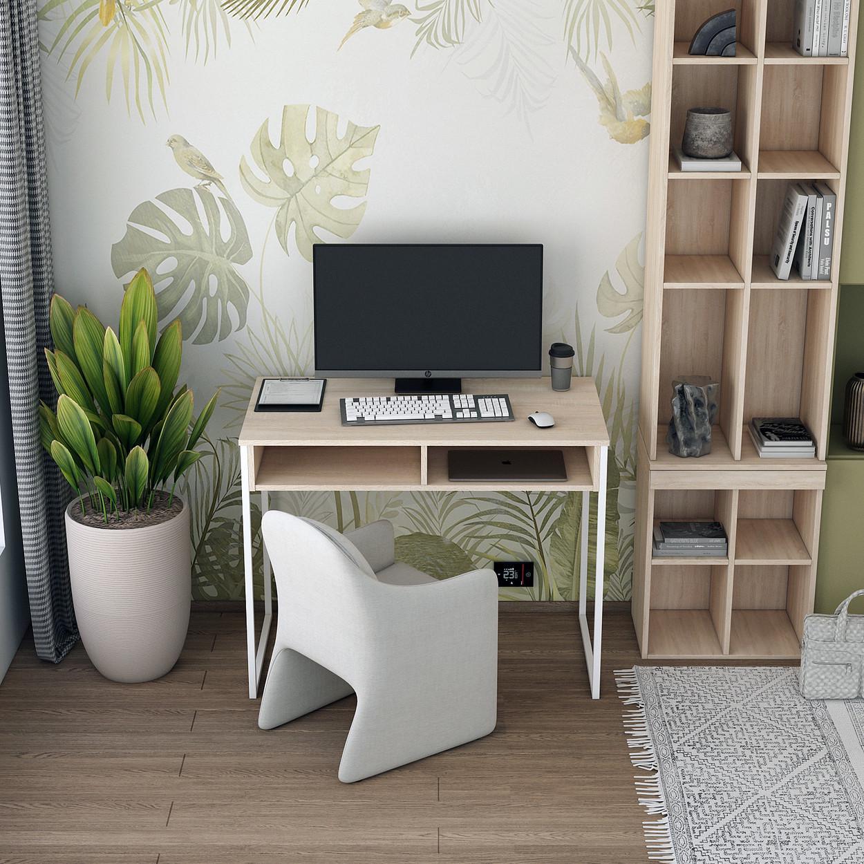 Стол письменный с полкой Doros Барт 100х55х78,1 см Дуб сонома - фото 2 Стол письменный с полкой Doros Барт 100х55х78,1 см Дуб сонома - фото 2