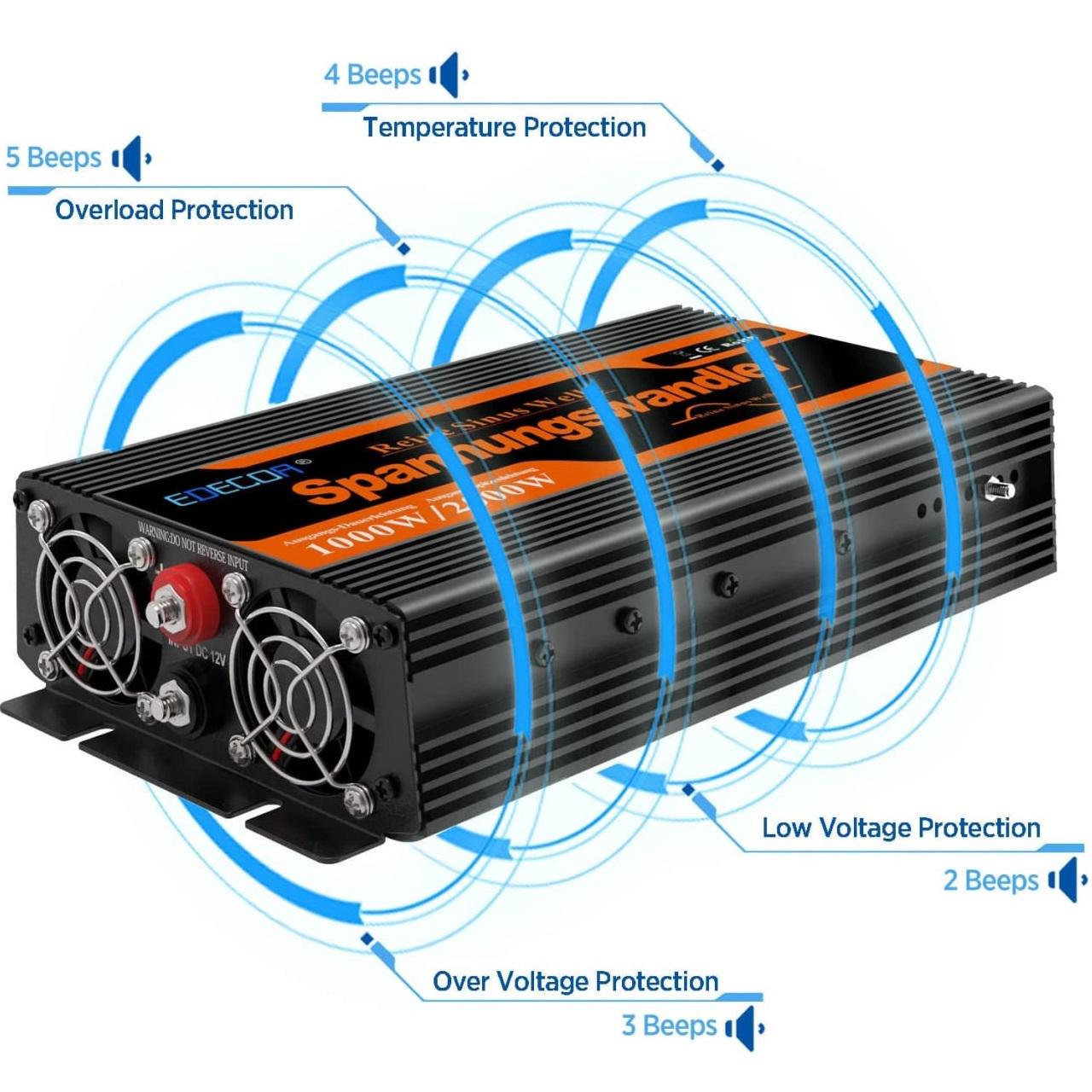 Преобразователь напряжения Edecoa Spannungswandler 12-230 v/1000/2000 w - фото 3 Преобразователь напряжения Edecoa Spannungswandler 12-230 v/1000/2000 w - фото 3