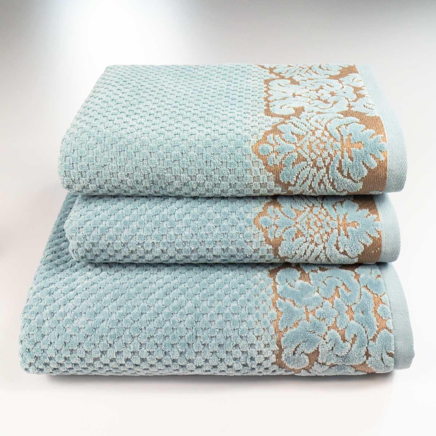 Набор полотенец Damask жаккардовое с велюром 3 шт. Мятный (550-dv-k3-2-mint)