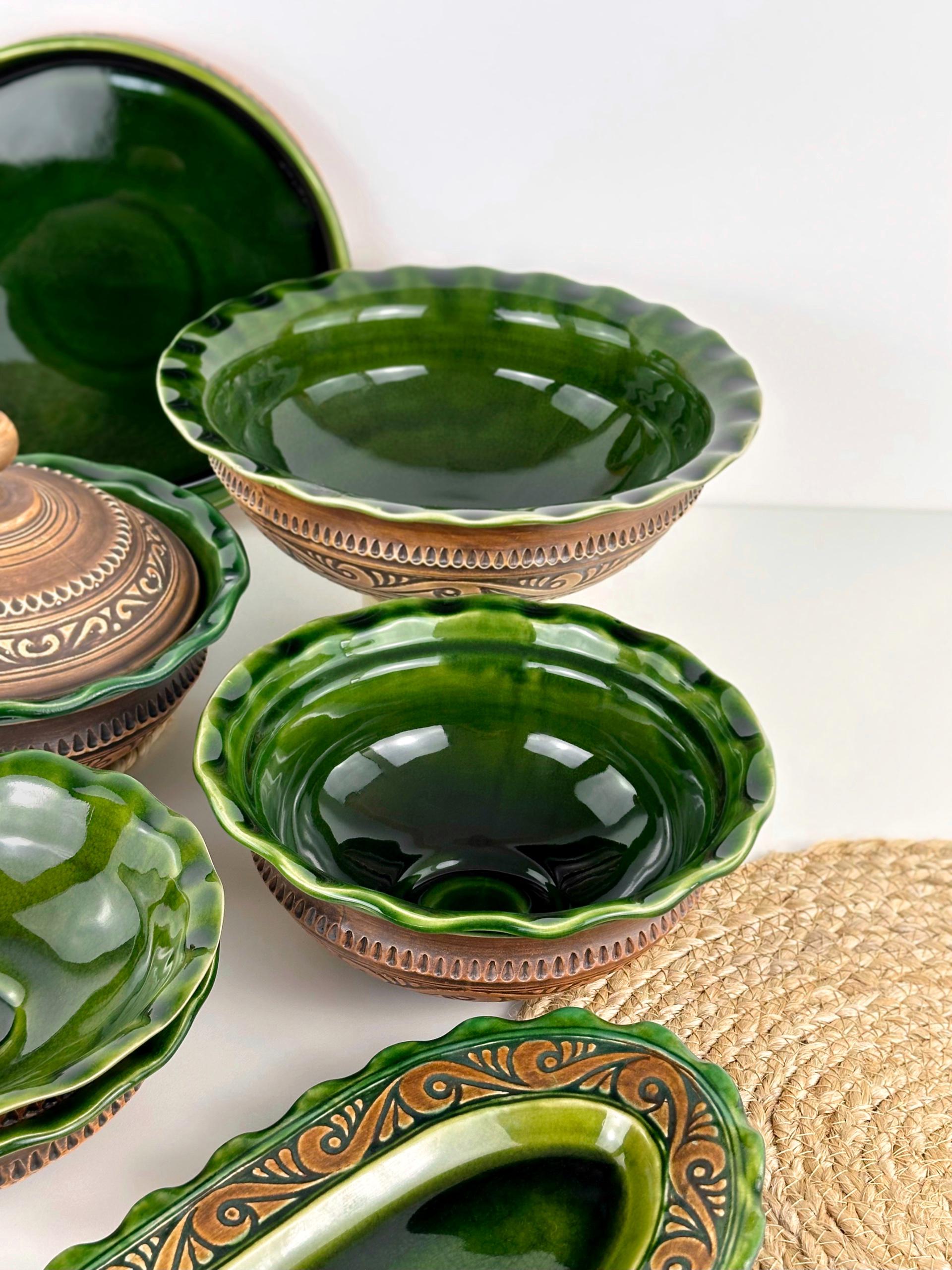 Набор глиняной посуды для подачи страв на 6 человек Гражда Коричневый (17019-11) - фото 4 Набор глиняной посуды для подачи страв на 6 человек Гражда Коричневый (17019-11) - фото 4