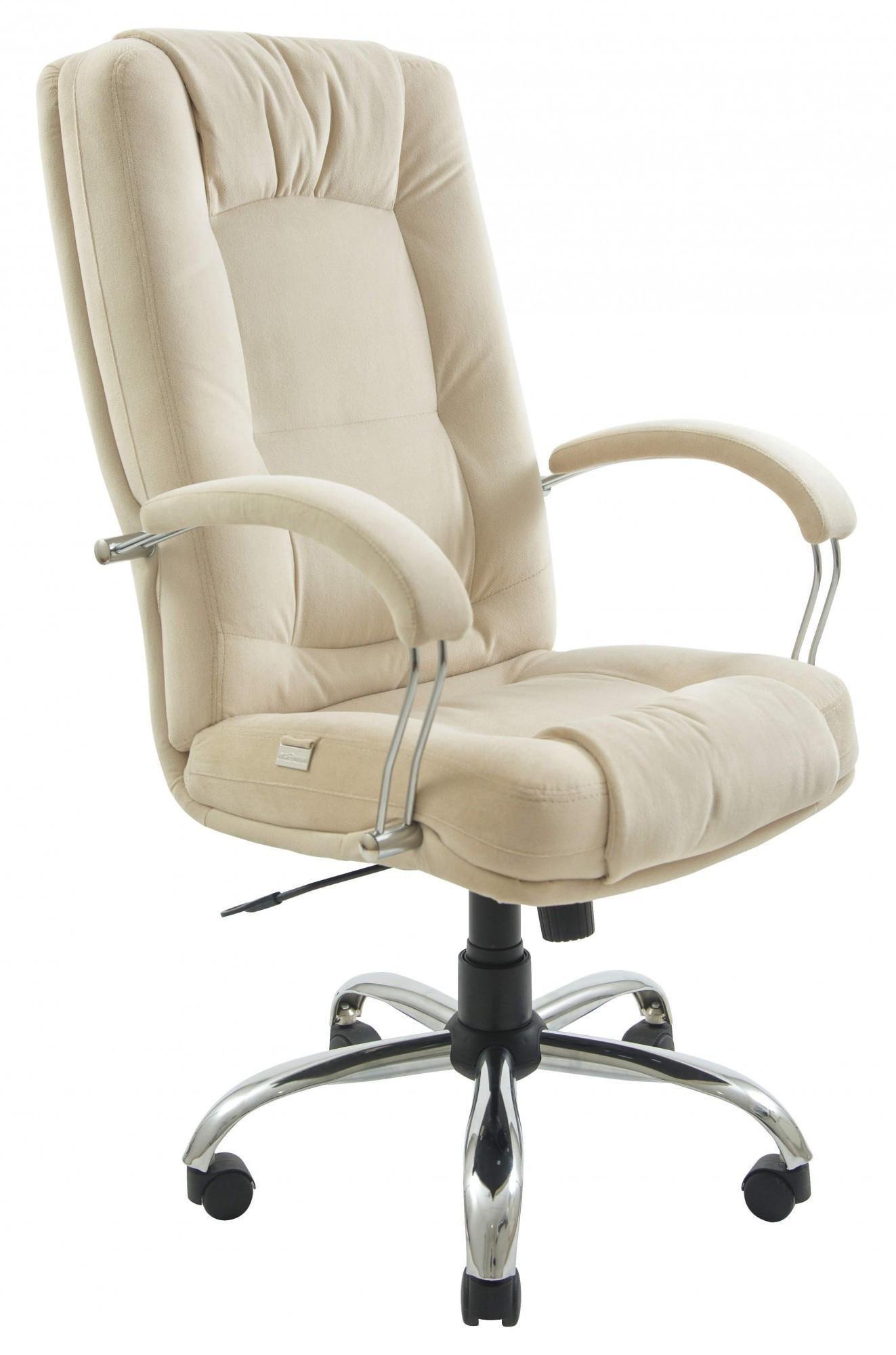 Крісло офісне комп'ютерне Alberto Велюр Хром М1 Tilt Бежевий - фото 1